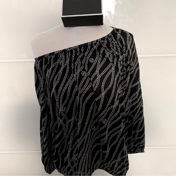 MICHAEL KORS BLACK / SILVER CHAIN LINK MK LOGO TOP - Picture 4 of 6